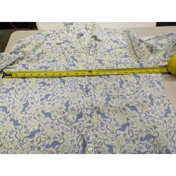 Sigrid Olsen 100% Linen Tunic Button Up Shirt Sea Horse Nautical Starfish Large - Picture 11 of 13